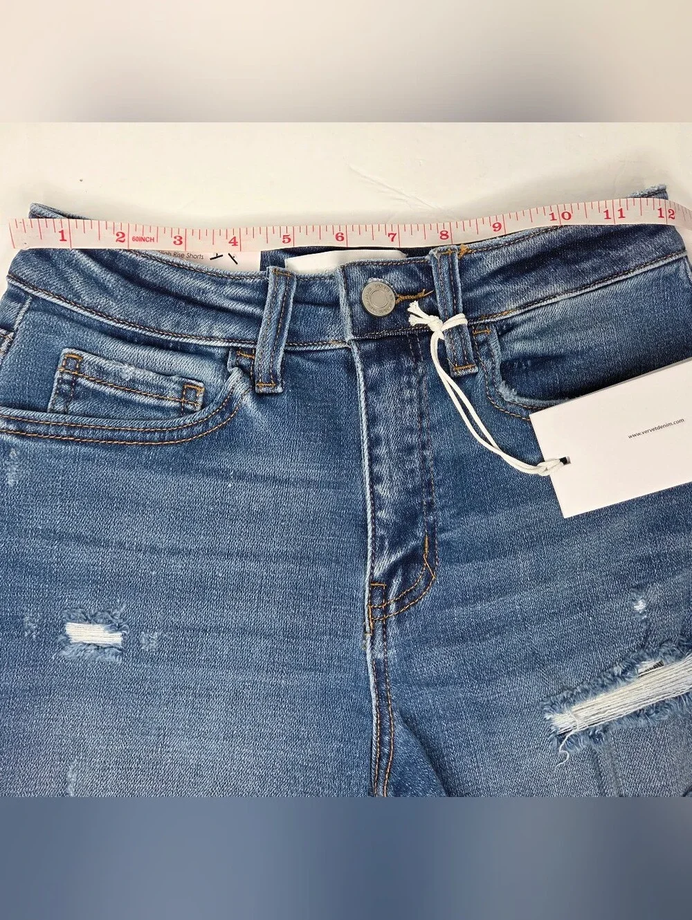 Vervet by Flying Monkey Rebecca High Rise Distressed Stretch Denim Shorts Sz XS